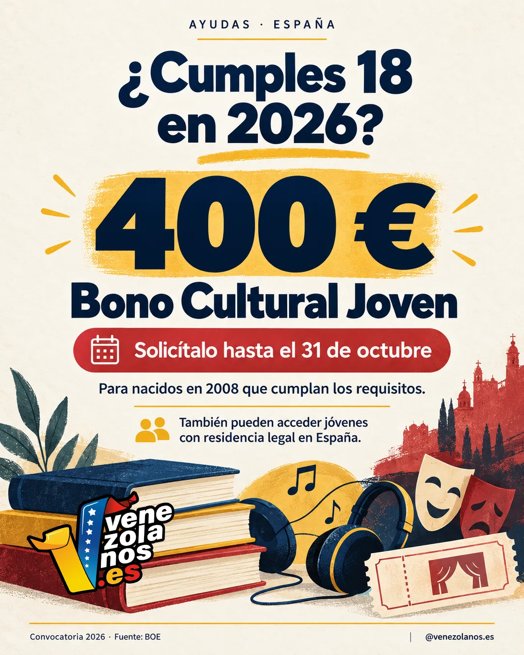 Bono Cultural Joven: plazo abierto hasta el 31 de octubre